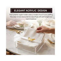 Boîte à mouchoirs rectangulaire transparente en Lucite avec imprimé floral bleu, support de serviettes de cocktail, organisateur de rangement de table pour mariage et fête