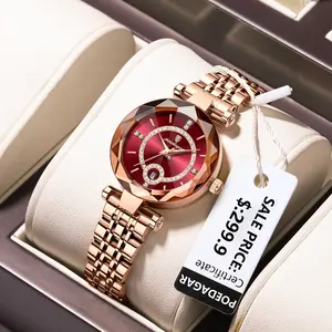 2023 baru Poedagar jam tangan wanita berlian mewah kedap air jam tangan kuarsa baja tahan karat bercahaya wanita