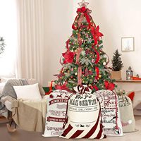 100% coton motif personnalisé sac de père noël grandes décorations de noël père noël cadeau sacs sac à cordon