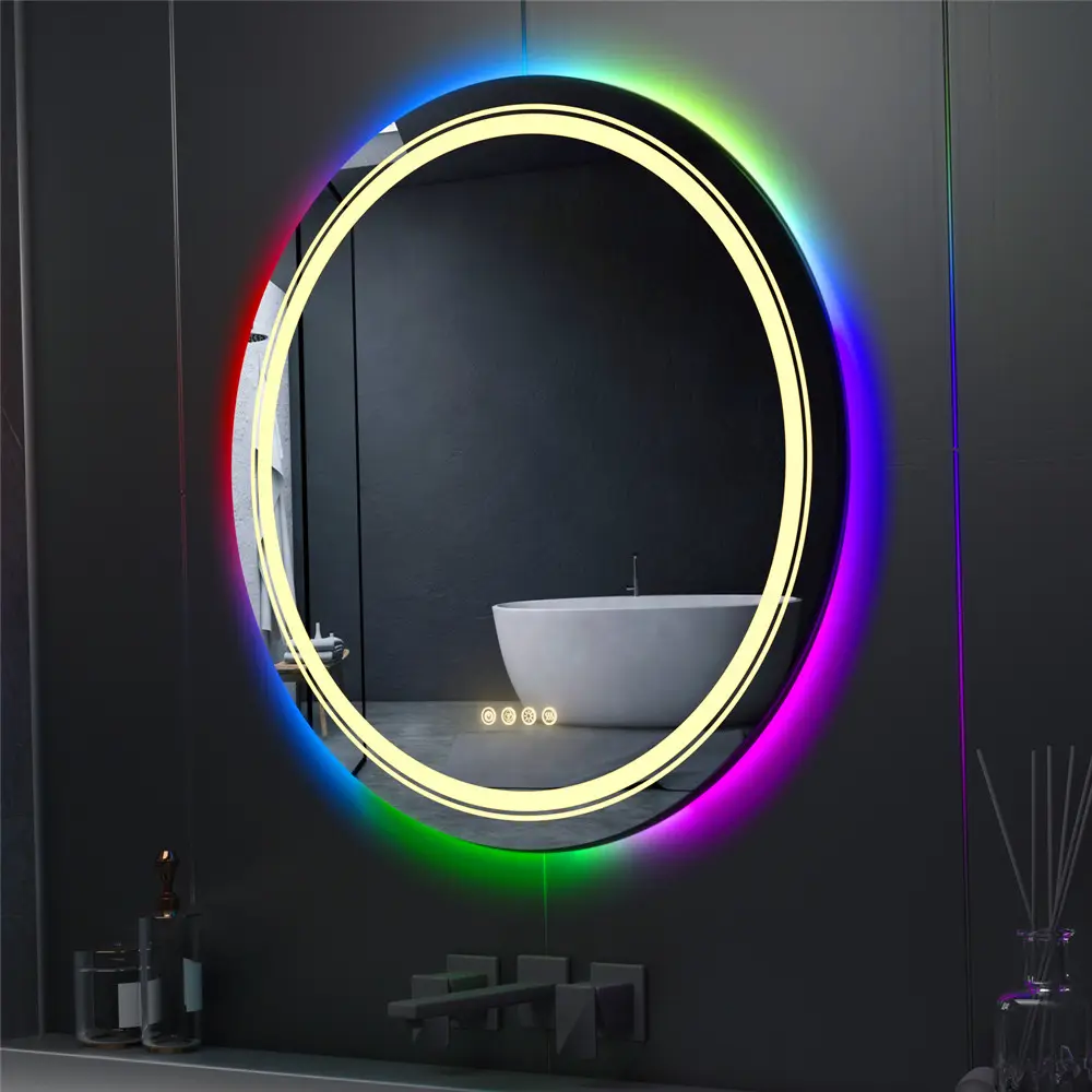 24 "현대 라운드 LED 욕실 거울 RGB 백라이트 빛 벽 장식 거울 홈/호텔 욕실, 화장실, 화장실