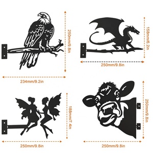 Silueta de pájaro animal cortada con láser, negra, estilo hada, con efecto oxidado, arte de Halloween, metálica, personalizada, para decoración de jardín exterior, adorno de jardín - Product Image 2