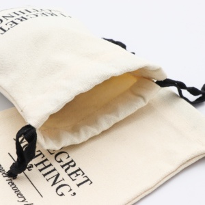 100% Cotton Canvas Natural Beige Medium Cotton Drawstring <b>Bag</b> with Black String for Gift Accessories Packaging Thick <b>Dust</b> Pouch - Product Image 6