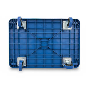 Troli Dorong Plastik Biru Kapasitas 300kg Heavy Duty dengan Gagang Lipat Krom untuk Logistik Gudang - Product Image 3