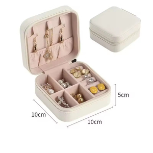 Mini boîte de rangement pour bijoux, étui portable pour boucles d'oreilles, colliers et bagues, organiseur de bijoux de voyage, étui de présentation en cuir PU - Product Image 5