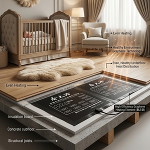 <span class=keywords><strong>Calentador</strong></span> de Suelo Flexible de Grafeno, CE 230V, Estándar Europeo, OEM Personalizado - Product Image 3