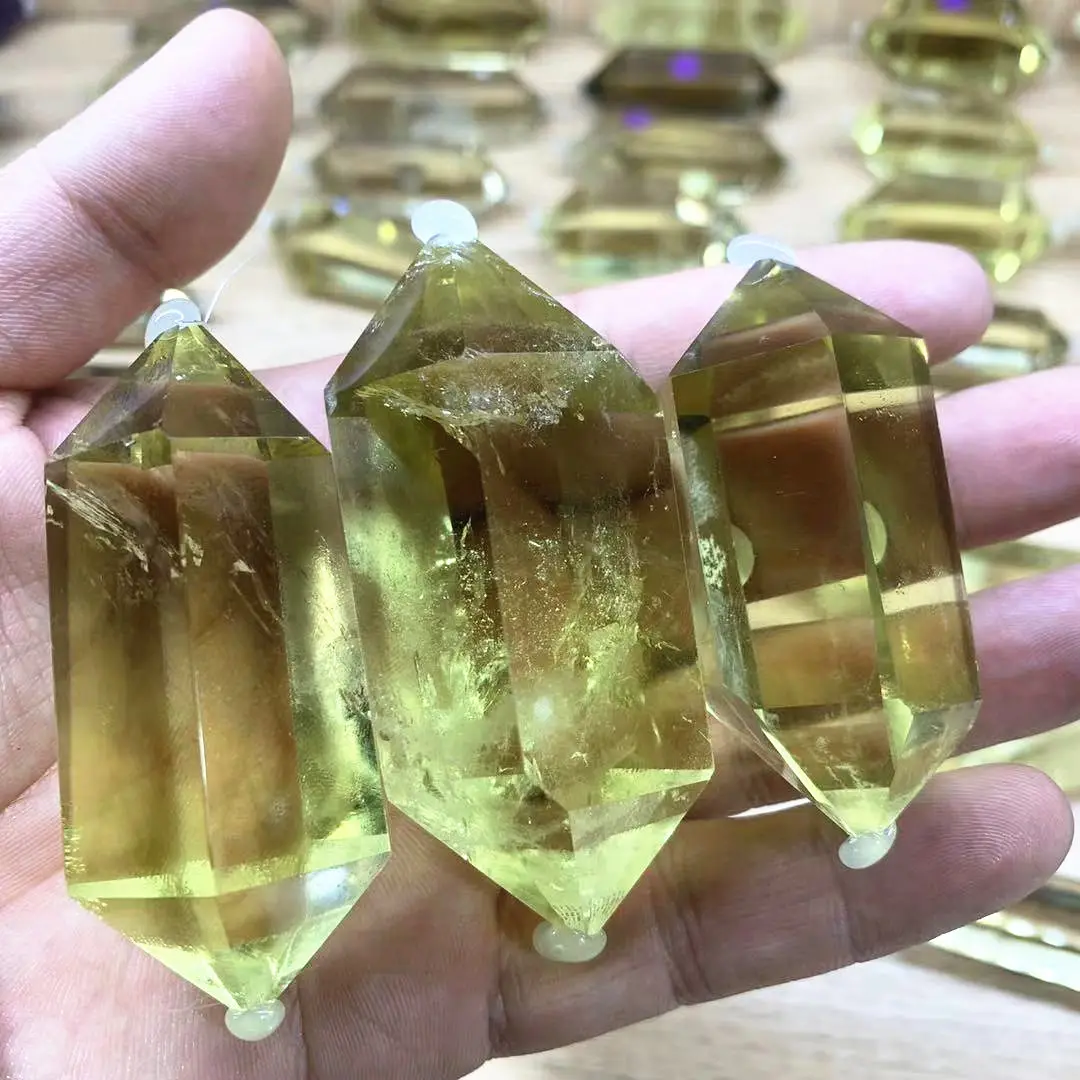 Natural Energy Healing Crystal Wnad Citrine Double Termination Points for Home Decorate
