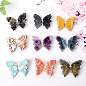 女の子のギフトのための卸売天然クリスタル蝶ヘアピンクリスタル工芸品蝶ヘアピン - Product Image 2