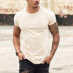 T-shirt pour homme, coupe ajustée, 95% coton, 5% élasthanne, logo personnalisé, ourlet arrondi, col rond, musculation, vente en gros - Product Image 3