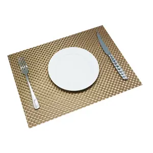 Nhà Máy Nhà Cung Cấp Nhựa Bảng Mat Hình Chữ Nhật PVC Placemats Vàng Cho Đám Cưới