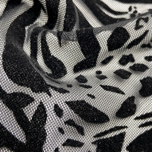 Vải Lưới Nhung Đen Mềm Dệt Kim 95% <span class=keywords><strong>Polyester</strong></span> 5% Spandex Lạ Mắt Cho Váy Áo Cánh - Product Image 2