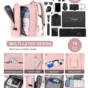 Sac à dos d'affaires personnalisé pour ordinateur portable, grande capacité, compartiment pour ordinateur, sac de voyage, sac à dos USB pour hommes et femmes - Product Image 4