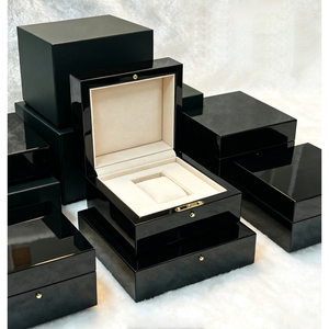 Piano Finish Black Wooden <b>Watch</b> Storage Box Premium Single Wristwatch Display <b>Case</b> High-End <b>Watch</b> Gift Packaging Box - Product Image 2