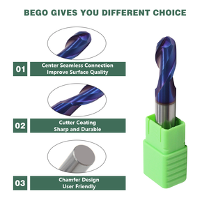 Bego hrc65 Carbide bóng mũi cuối Mills độ cứng cao phay cutter 2 Flutes CNC Công cụ Cắt - Product Image 5