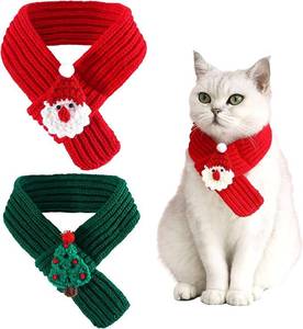 Écharpe de Noël pour animaux de compagnie, tricotée, douce et chaude, pour chats et chiens, vêtements de fête pour l'automne et l'hiver - Product Image 1