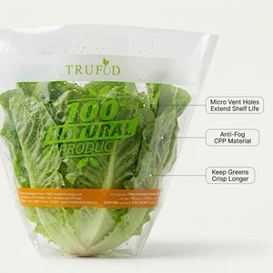 Sac d'emballage trapézoïdal en CPP pour laitue avec trous d'aération pour l'emballage en vrac de légumes et herbes fraîches - Product Image 3