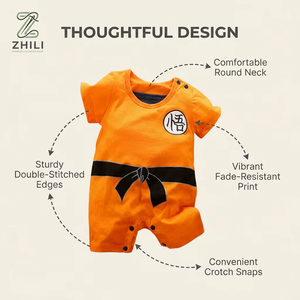 Ropa de Verano para Bebés Niños, Mono de Algodón de Manga Corta Estilo Anime para Recién Nacidos, Prenda Exterior Cómoda y Suave para la Piel con Cierre de Pullover - Product Image 3