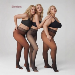 Collant Termici da Donna Neri Trasparenti <span class=keywords><strong>Felpati</strong></span> Plus-Size per l'Inverno - Product Image 2