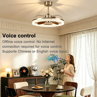 Ventilateur de plafond LED de luxe en aluminium et fer, à montage en surface, multi-scènes, 6 vitesses, à intensité variable, commande vocale, 58W 70W, avec télécommande