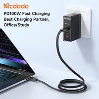 Câble de téléphone Mcdodo 498/497 USB C vers Type C PD 100W 5A avec LED E-mark, charge rapide rythmique, alliage de zinc, câble USB C