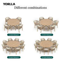 Ensemble de table et chaises de patio extérieur en bois de teck pour table de jardin ronde de balcon avec 6 chaises pour villa ou salle de bain