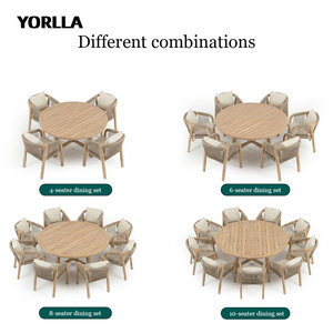 Teak legno Patio esterno tavolo e sedia Set per balcone tavolo da <span class=keywords><strong>giardino</strong></span> rotondo con 6 sedie per uso Villa o bagno - Product Image 3