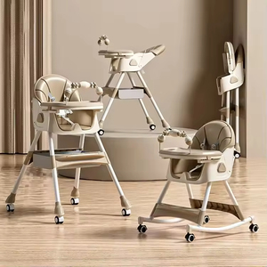 Chaise haute pliable multifonctionnelle réglable en hauteur pour tout-petits, chaises d'alimentation pour bébés avec roulettes - Product Image 3