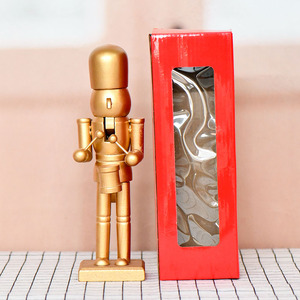 25cm 7,5 inch handgemaakte kerstdecoratie gouden houten trommelaar gouden notenkraker voor tafeldecoratie - Product Image 1