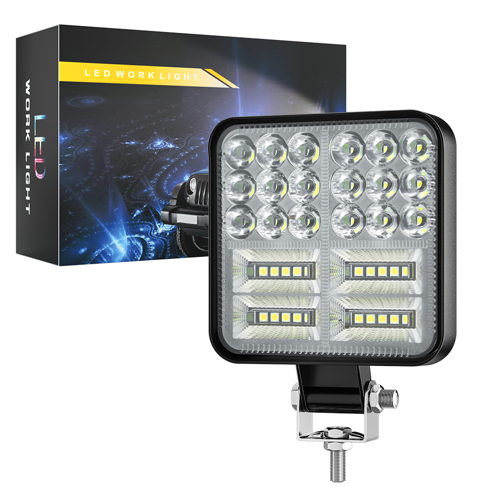 DXZ H-MINI-F-38 New 38LED 3-inch 9-80V 12W LED Work Light | Square Spot+Flood Light | 1 Year Warranty | Retrofit/Upgrade for