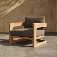 Canapé d'extérieur moderne de luxe en teck massif imperméable, ensemble de meubles de jardin et de patio