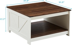 Cổ Trắng chuyển đổi trang trại Bàn cà phê cổ điển Mộc mạc vuông hiện đại đồ nội thất điện cho đồ nội thất gia đình - Product Image 3