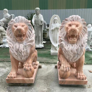Scultura di Leone in Pietra a Grandezza Naturale per Giardino Esterno Statue di Animali in <span class=keywords><strong>Marmo</strong></span> - Product Image 1