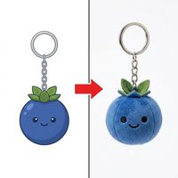 Adorno Colgante con Cremallera en Forma de Fruta Adorable, Anillo Metálico Dividido, Peluche Personalizado Transformado a Partir de la Ilustración Original del Comprador (Berry Artwork)