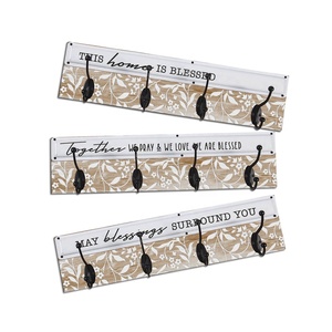 Llaveros de madera de 4 ganchos, decoraciones de pared rurales para cocina, sala de estar, baño, regalos de inauguración de la casa, colgadores de hierro, estilo artístico - Product Image 1