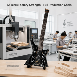 Factory Price Headless Electric Guitar 5-Piece Carbonized Maple Neck Double Tremolo Bridge H-H Coil Split Wholesale - Product Image 1