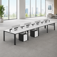 Poste de travail modulaire pour bureau, bureau ouvert pour 4 à 6 personnes avec plateau en bois pour coworking et bureaux commerciaux