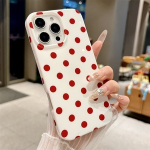 Custodia per telefono in stile Ins con motivo a pois neri retrò per <span class=keywords><strong>iPhone</strong></span> 17 <span class=keywords><strong>Pro</strong></span> Max 16 15 14 <span class=keywords><strong>13</strong></span>, <span class=keywords><strong>cover</strong></span> lucida alla moda antiurto IMD - Product Image 2