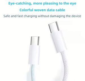 Câble USB-C vers C tressé 60W, charge rapide et transfert de données pour téléphones de type C. - Product Image 4