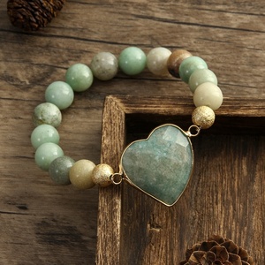 10MM Lover Valentine Holiday Gift Natural Stone Imperial <strong>Bracelet</strong> Gemstone Elastic Stretch Heart <strong>Beads</strong> <strong>Bracelet</strong> - Product Image 2