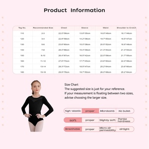 ชุดบอดี้สูทสำหรับเด็กผู้หญิงอายุ 2-16 ปี สำหรับเต้นบัลเลต์ ยิมนาสติก ฝึกซ้อม ฟิกเกอร์สเก็ต และการแสดง - Product Image 6