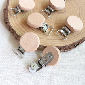 YDS chaînes de sucette en bois de hêtre naturel fantaisie perles de dentition en bois de hêtre Clips de sucette - Product Image 3