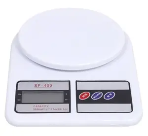 شعبية نموذج مقياس المطبخ الرقمي SF 400 طبق مستدير أبيض اللون ABS المواد البلاستيكية 5 كجم سعة 1 جرام تقسيم ، الموافقة المسبقة عن علم