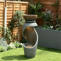 Fontaine d'eau en cascade en résine autoportante pour jardin, intérieur et extérieur, avec éclairage LED, vente en gros