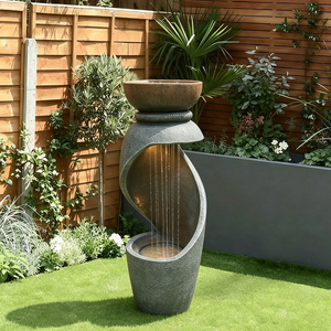 Fontana a Cascata in Resina Autoportante per <span class=keywords><strong>Giardino</strong></span>, Fontana a Tenda d'Acqua per Interni ed Esterni con Luce LED - Product Image 4