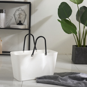 Plastic <b>Storage</b> Basket Moon White Tiffany Blue Easy To Carry Household Kitchen Shopping <b>Bath</b> Basket - Product Image 3