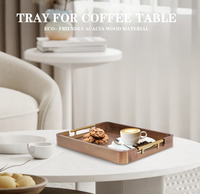 Plateau de service en bois avec poignées - Plateau pour table basse/repas au lit/présentoir à bougies, décoratif pour cuisine/salle à manger/maison