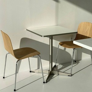 Meubles de restaurant en acier inoxydable pour auberge de jeunesse, bordure argentée, style coréen moderne et simple, petit café, éco-responsable - Product Image 5