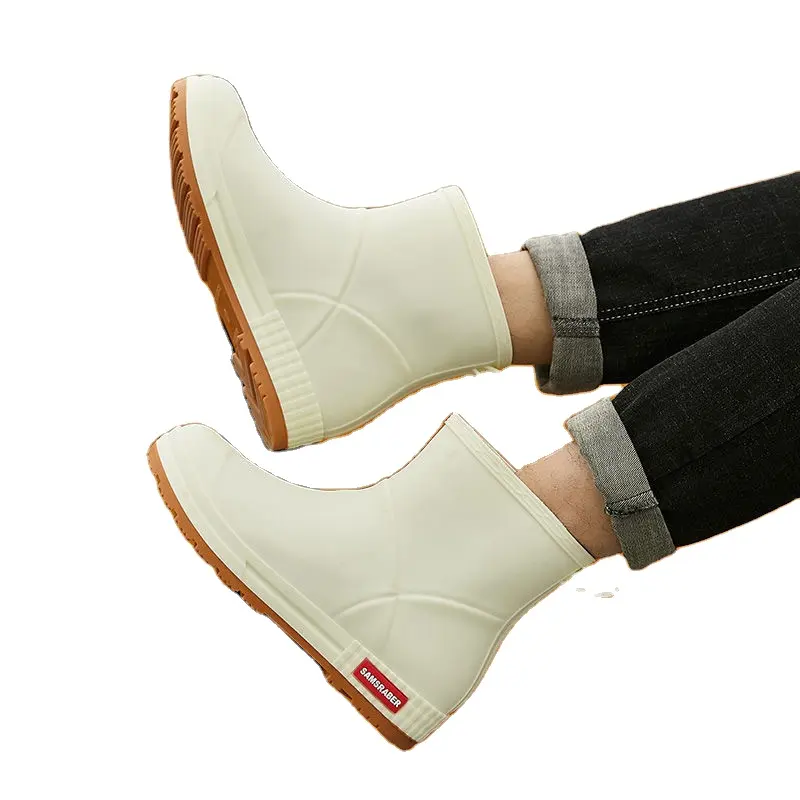 Nuovo arrivo da donna stivali da pioggia in PVC semplice Design alla moda con tacco medio alto antiscivolo scarpe impermeabili inverno inverno suola EVA