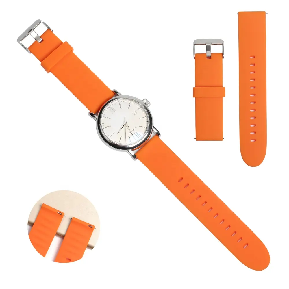 Wholesale Cheap Orange Waterproof Silicone Watch Strap With Metal Buckle For Casio Watch