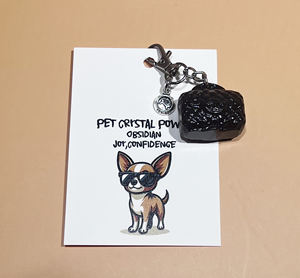 Piedra de cristal natural para mascotas, guardián talismán de energía, bolsa de gemas Reiki, colgante de Collar para mascotas, adornos de la suerte para la curación de perros y gatos - Product Image 1