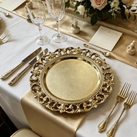 Assiettes de présentation en plastique ajourées haut de gamme de 13 pouces, personnalisables, modernes, luxueuses et réutilisables pour dîners, mariages et événements